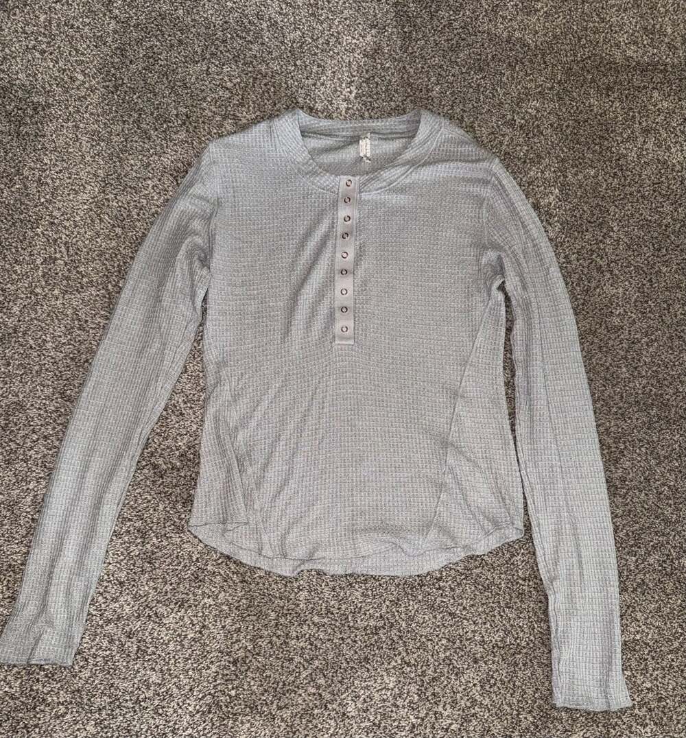 Intimately Free People One Of The Girls Henley Long Sleeve Waffle Knit Top